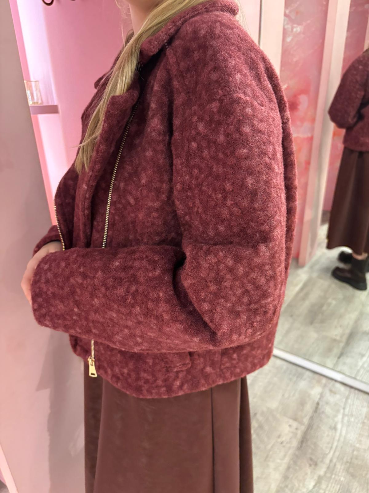 Teddy jacket kort 11913-2 Bordeaux
