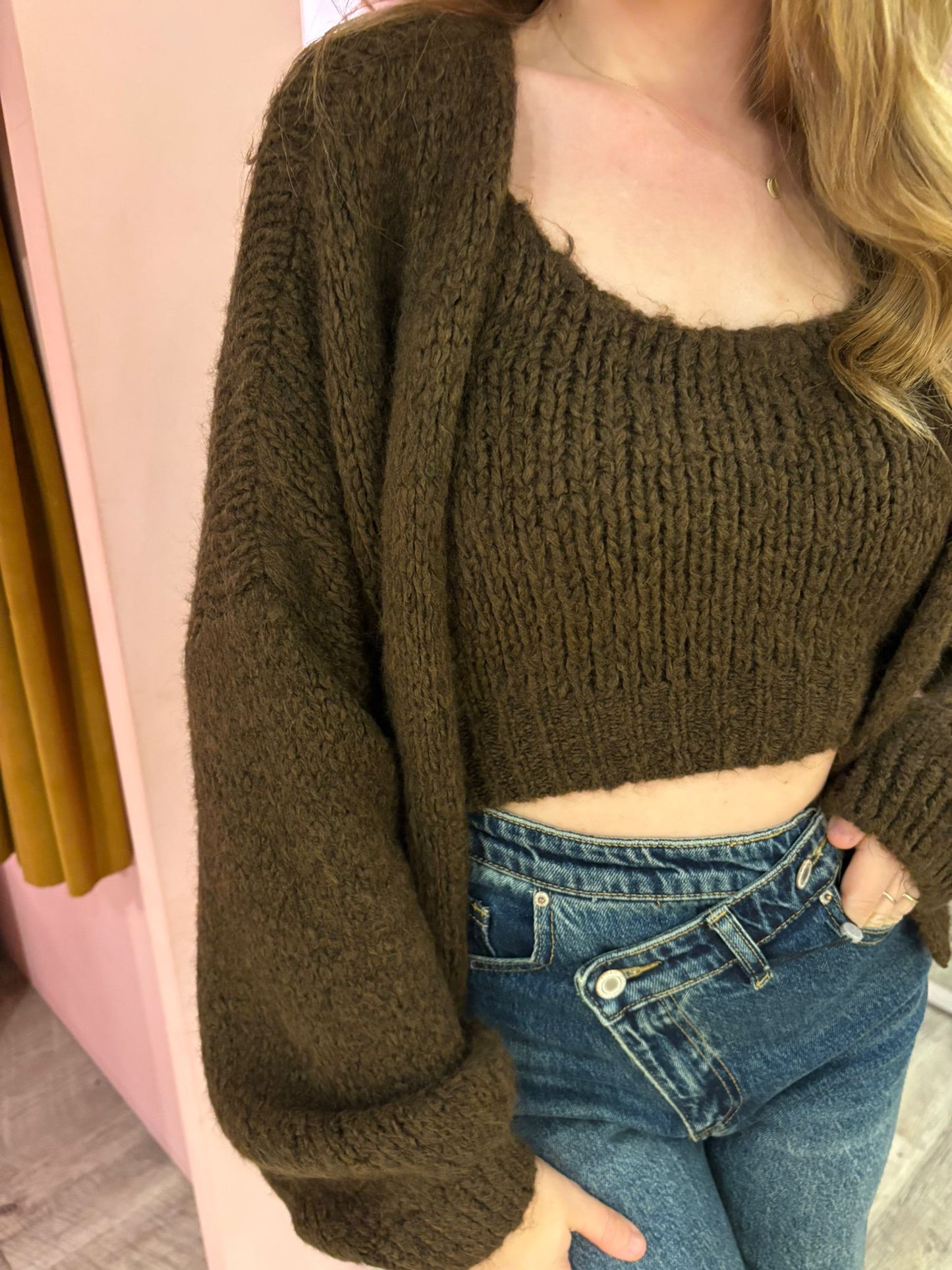 Set top vest knit 31091 Bruin