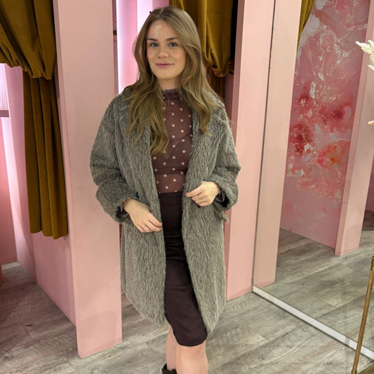 Furry jas 0295 Taupe