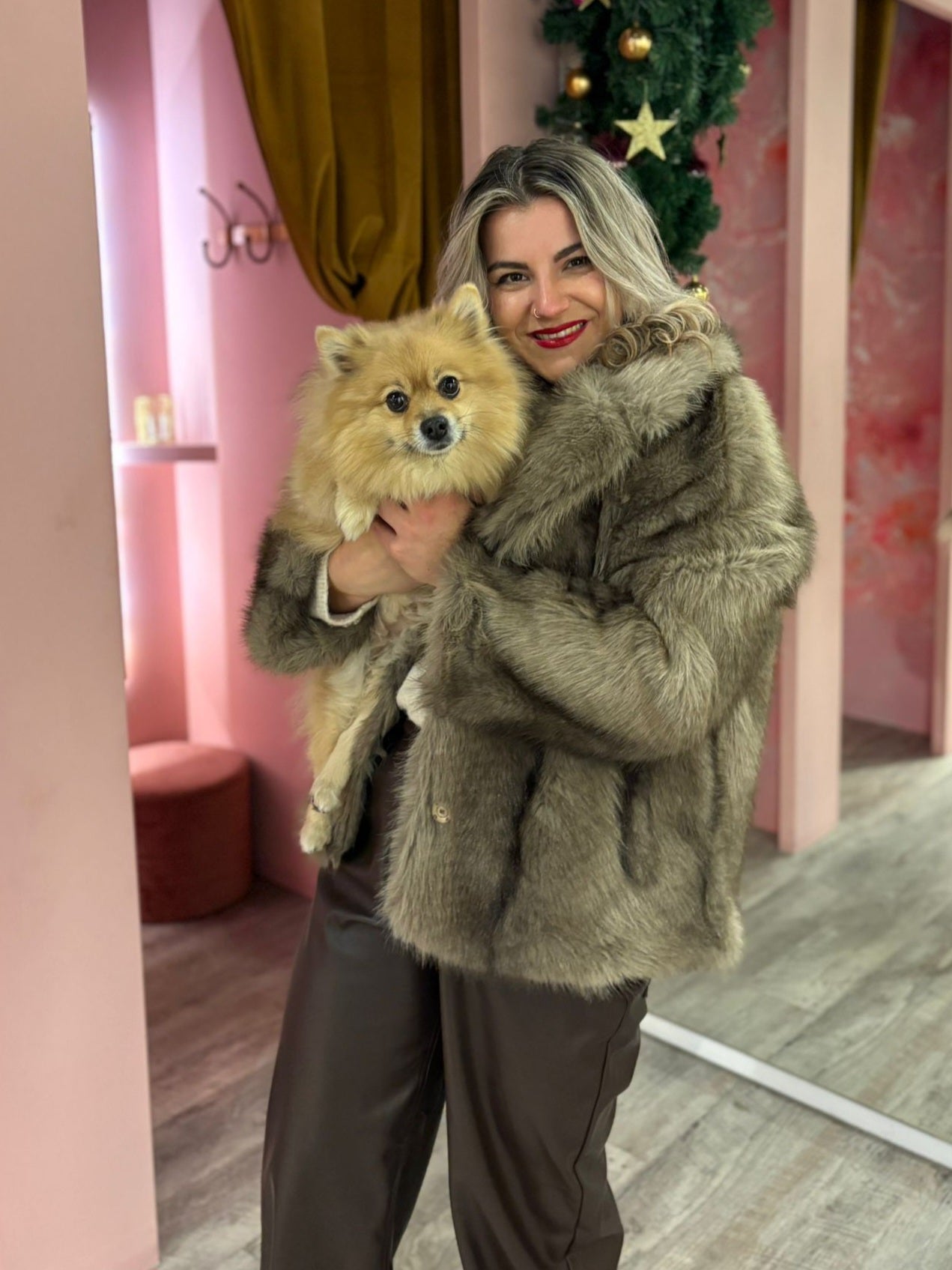 Fake fur knopen 7197 Taupe