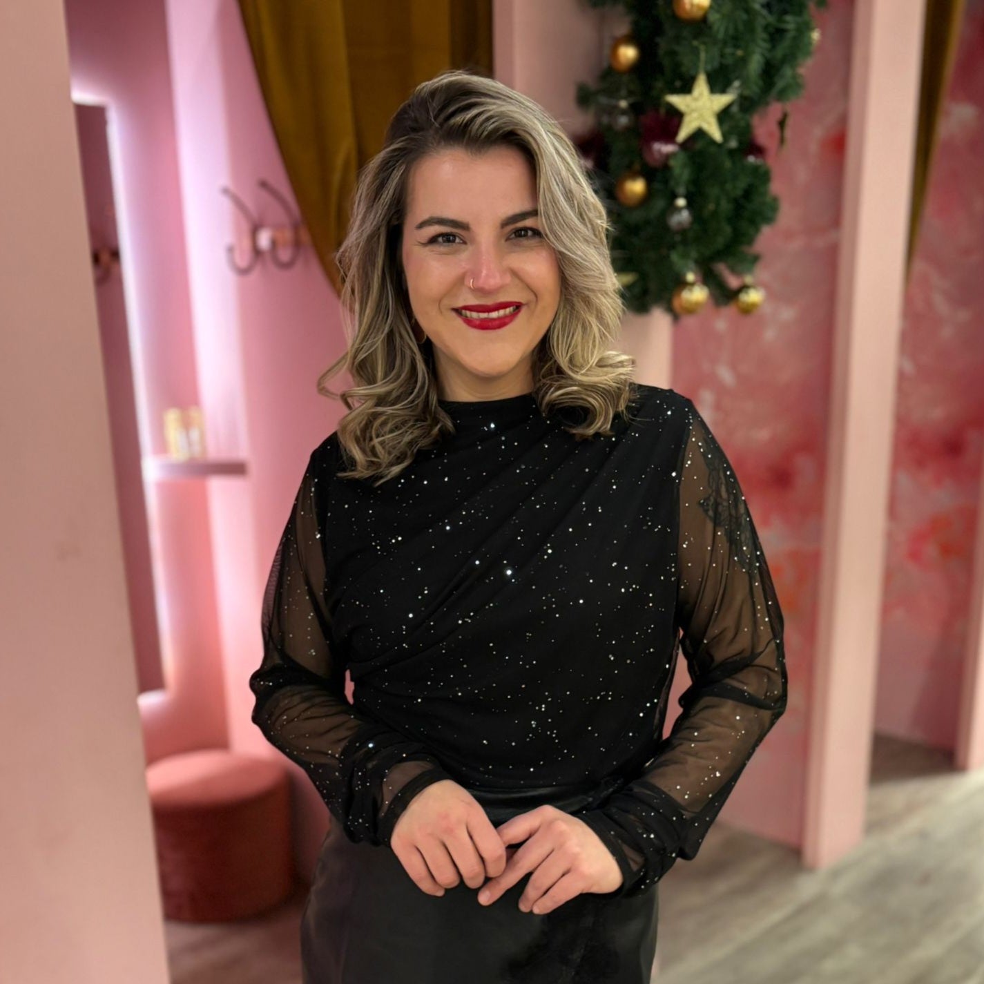 Mesh glitter 5706 Zwart