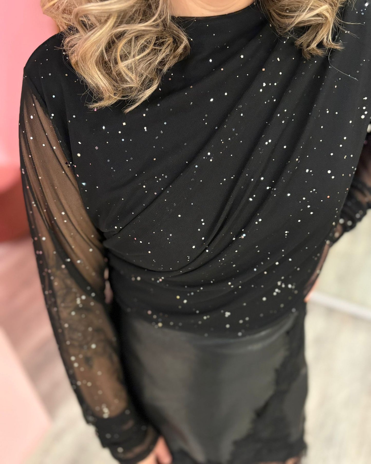 Mesh glitter 5706 Zwart