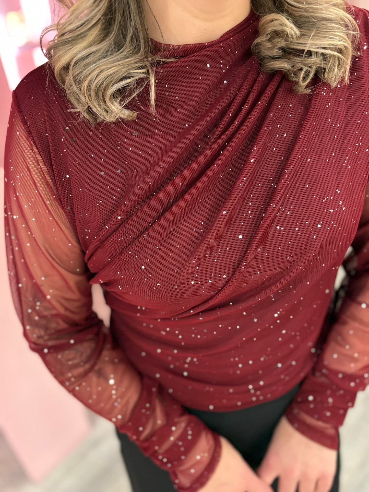 Mesh glitter 5706 Bordeaux