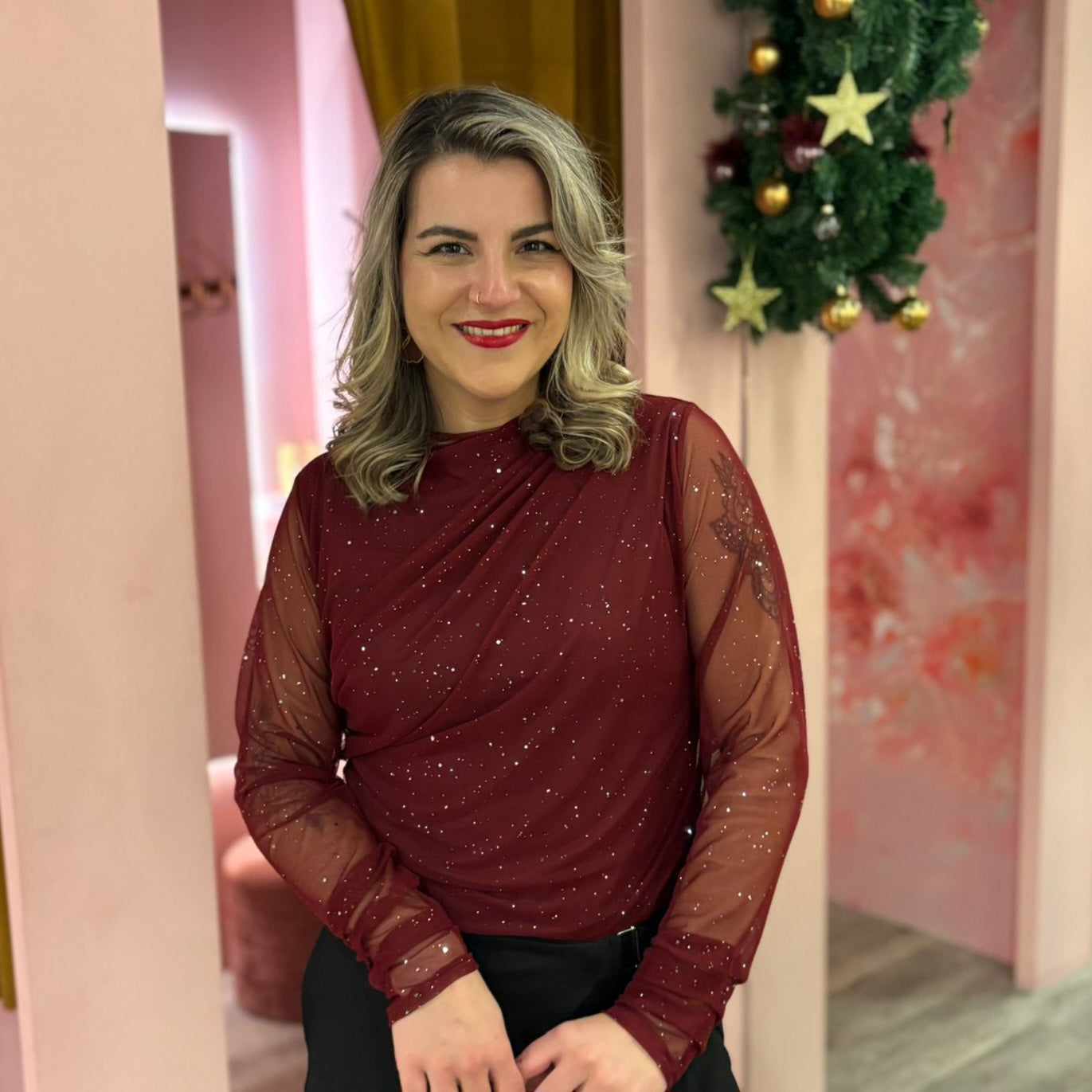 Mesh glitter 5706 Bordeaux