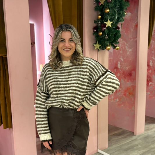 Gestreepte trui color 31905 Bruin