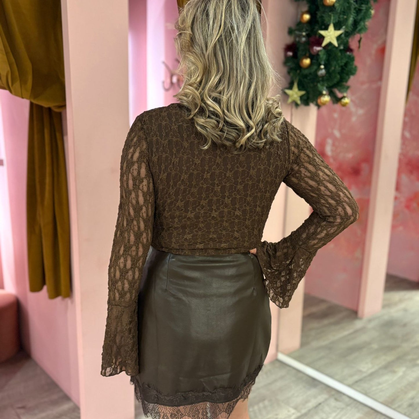 PU skort lace  62100 Bruin