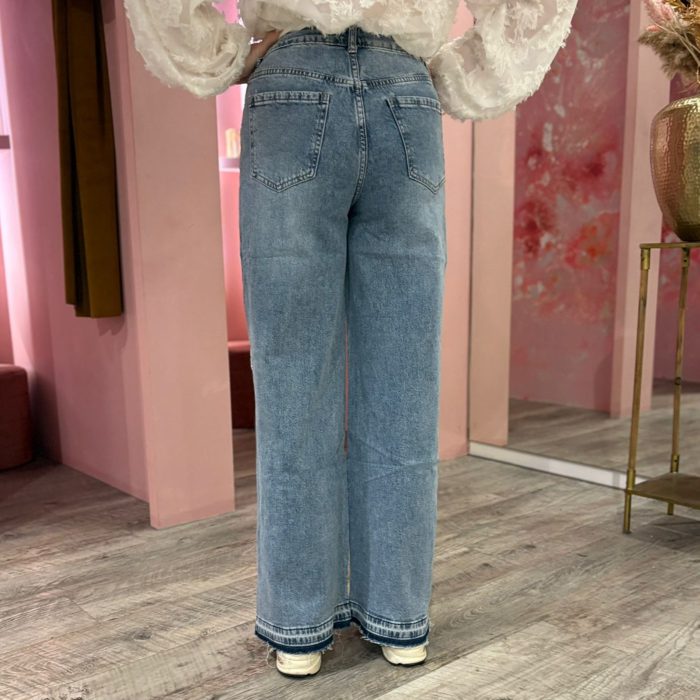 Wide leg denim lace 0126 Blauw