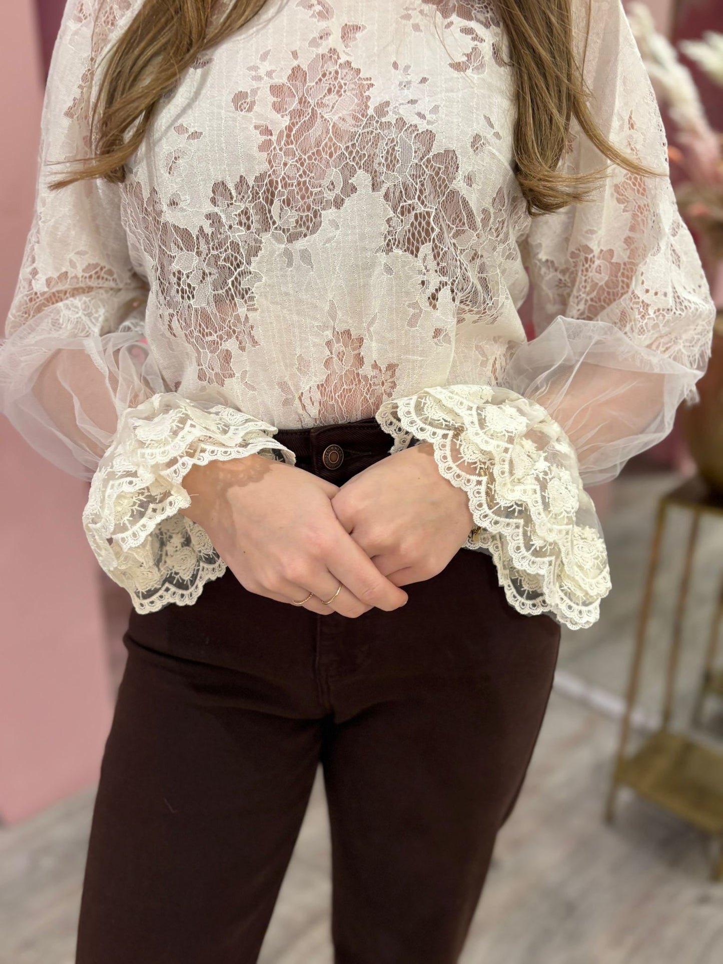 Kanten blouse 4988 Ecru