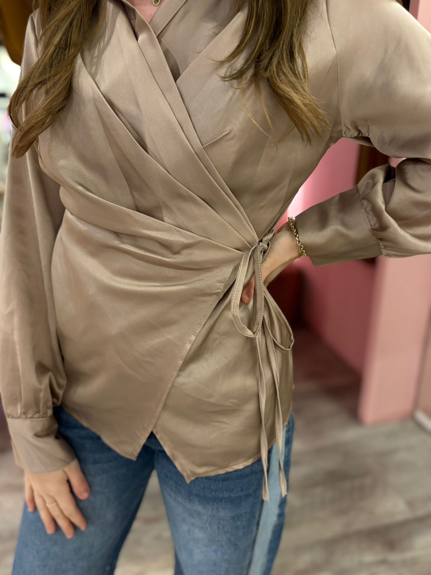 Overslagblouse 0303 Taupe