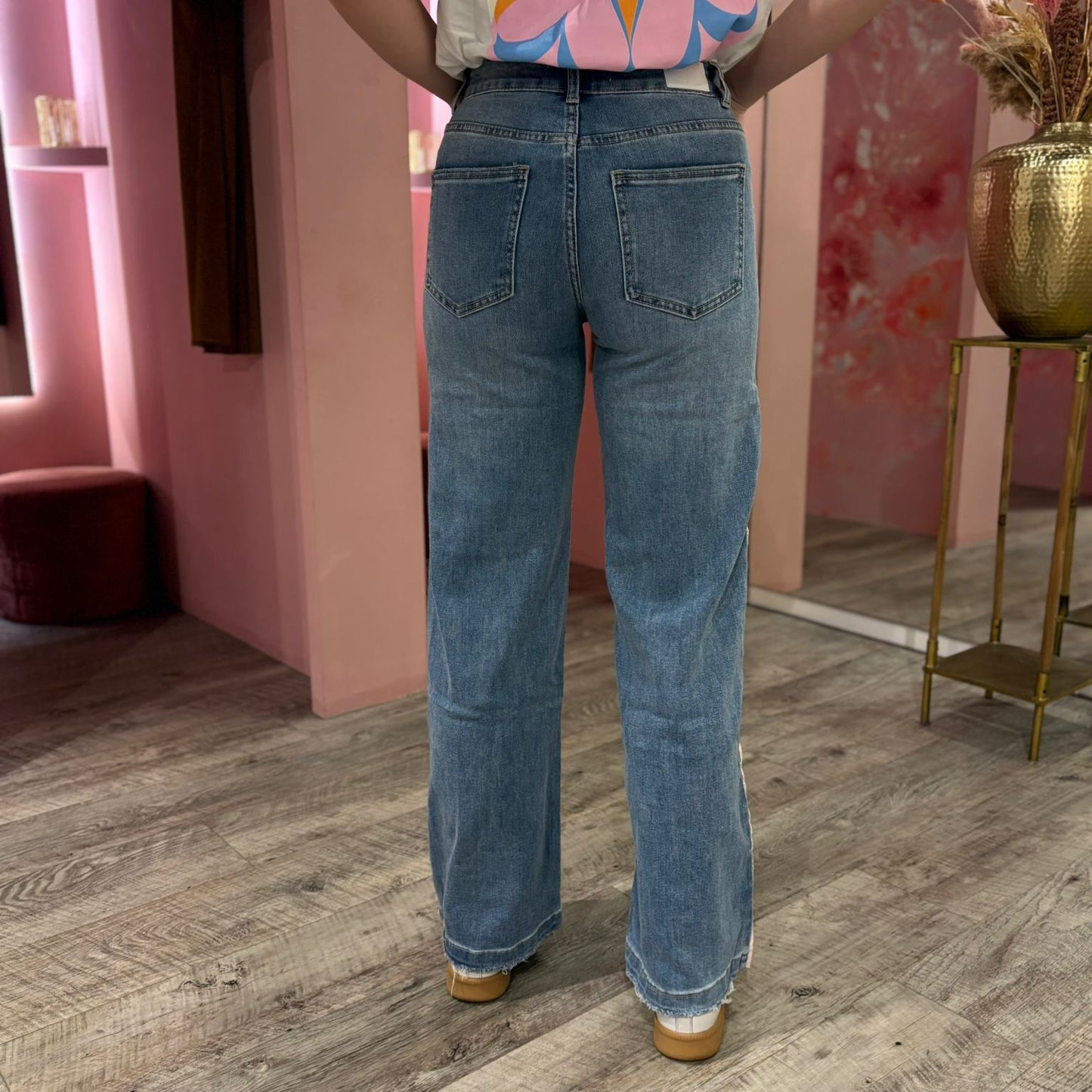 Kate denim stripes pink 930 Blauw