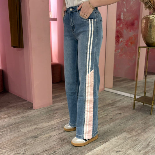 Kate denim stripes pink 930 Blauw