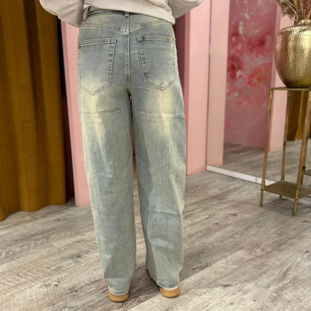 Turn up waist jeans 9397 Taupe