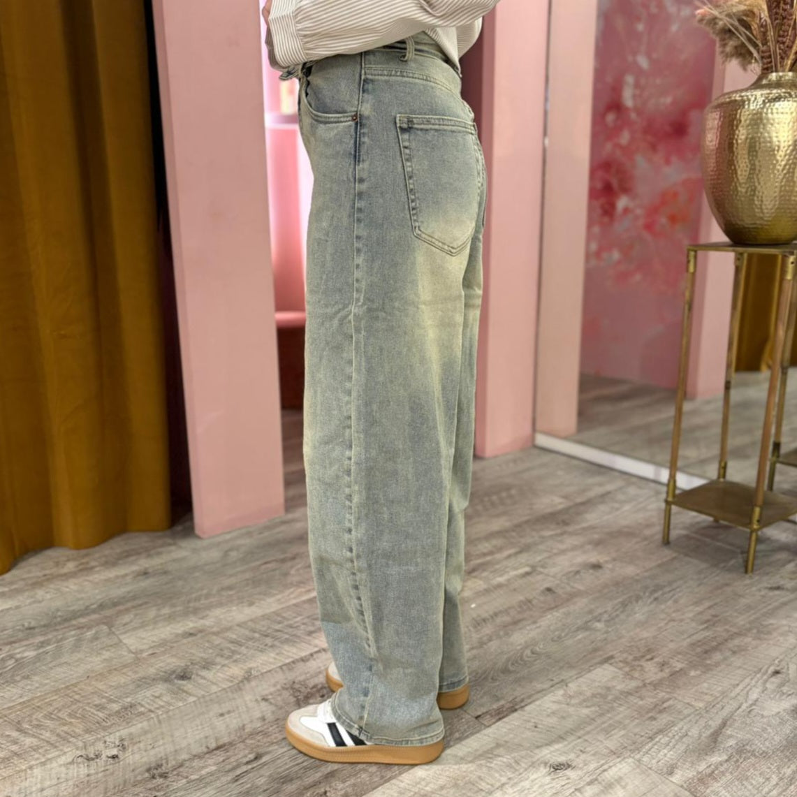Turn up waist jeans 9397 Taupe